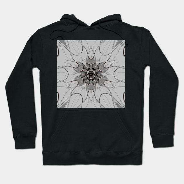 Cartoon Mandala Flower Grey Hoodie by WormholeOrbital